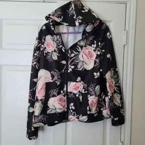 Floral zip up hoodie